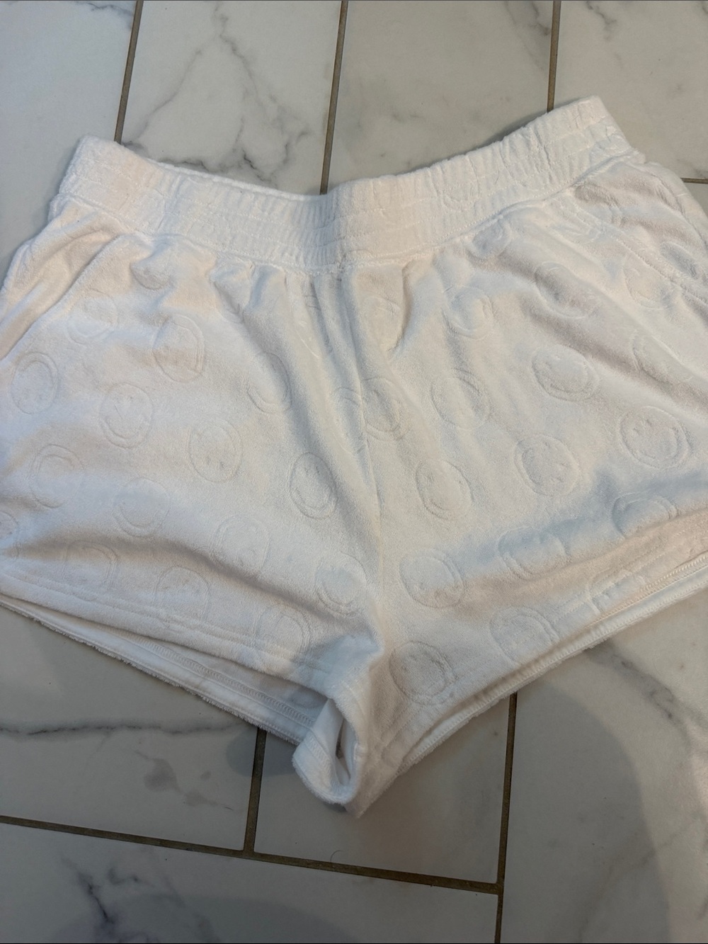 Women's White Terry Athletic Shorts - Soft Lounge Fit